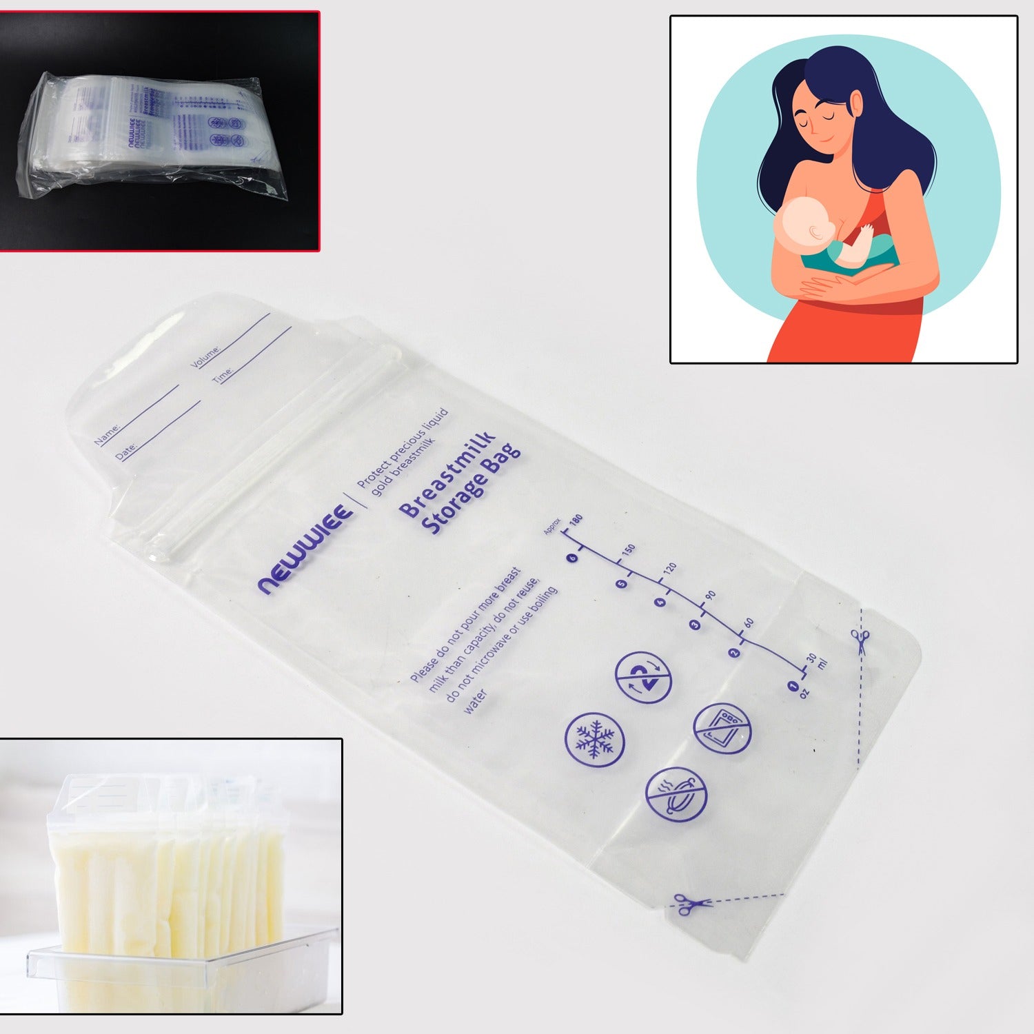 Breastmilk Storage Bags Double Zipper Seal (60 Pcs Set) Breastmilk Storage Bags Double Zipper Seal (60 Pcs Set)